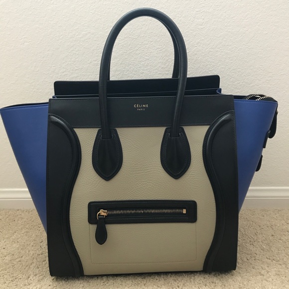 Celine Handbags - Céline - Mini Luggage Blue&Black